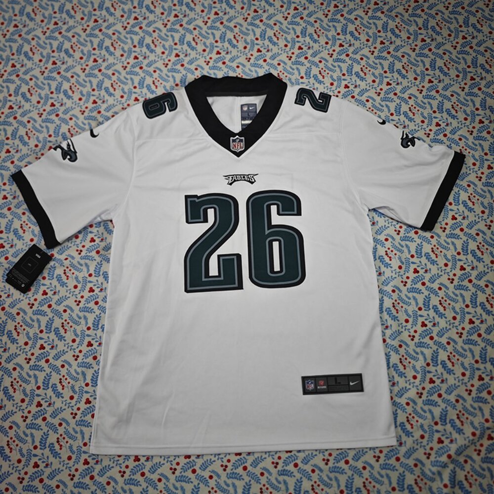 Nike Saquon Barkley Philadelphia Eagles Super Bowl LIX White Jersey No. 26